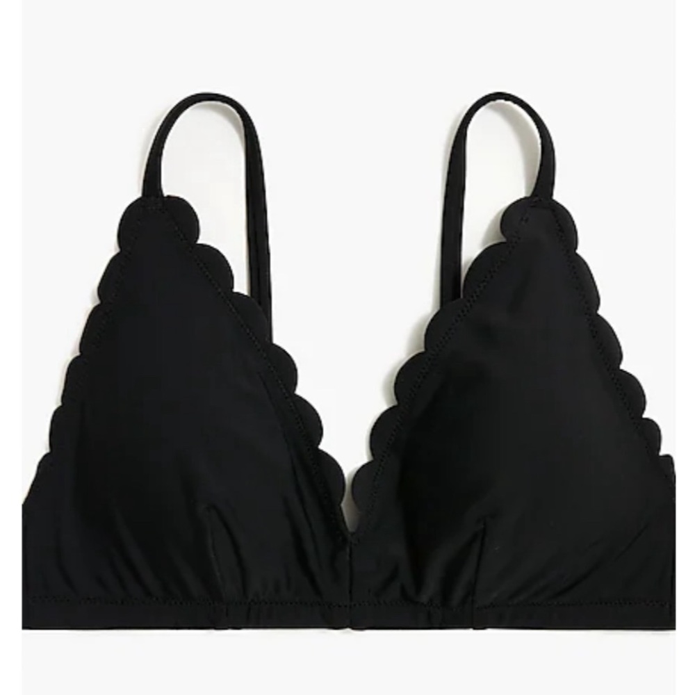 J Crew black scalloped bikini top, size large.